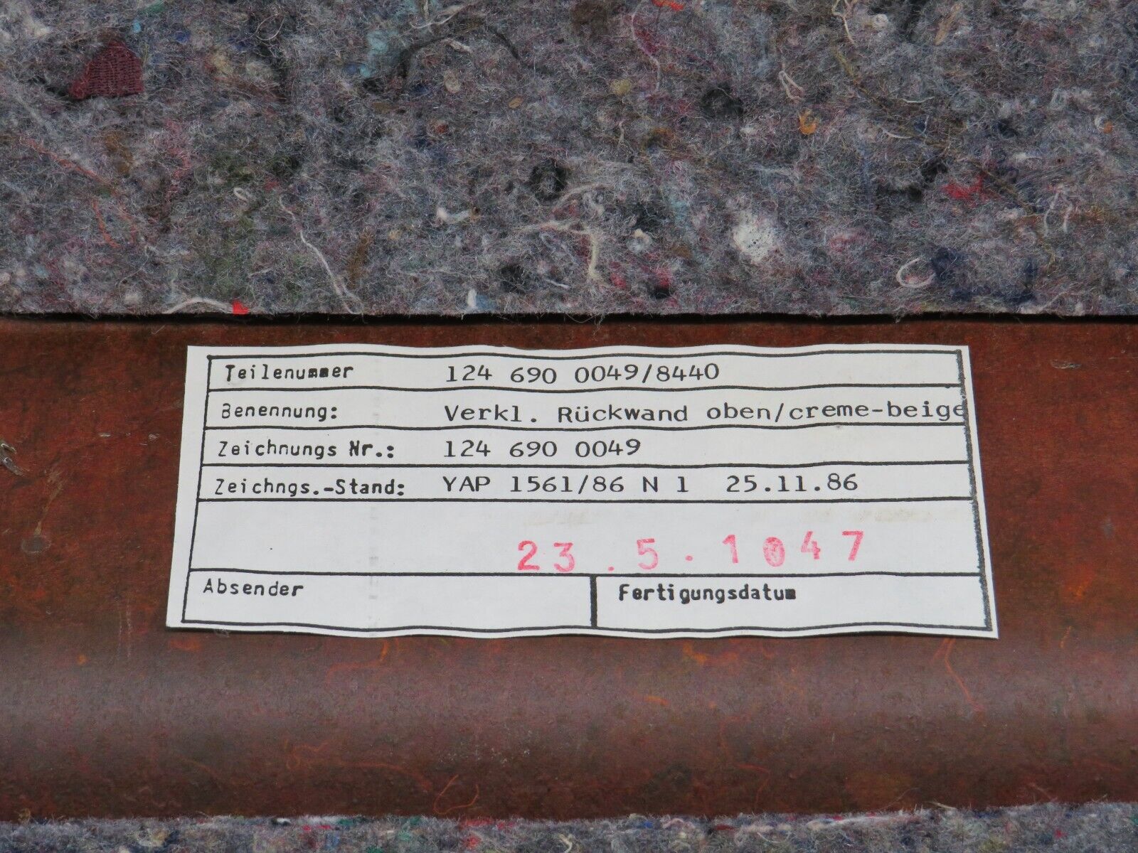 29217 Mercedes-Benz W124 230E Parcel Shelf 1246900049