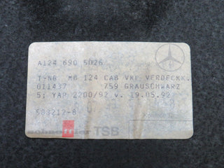 37880 Mercedes-Benz A124 320E Cabriolet Trunk Boot Floor Carpet Grey 1246905026