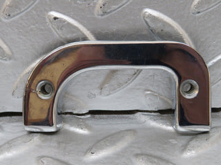 W123 left interior chrome door latch trim used OEM