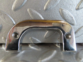W123 left chrome door latch trim used OEM