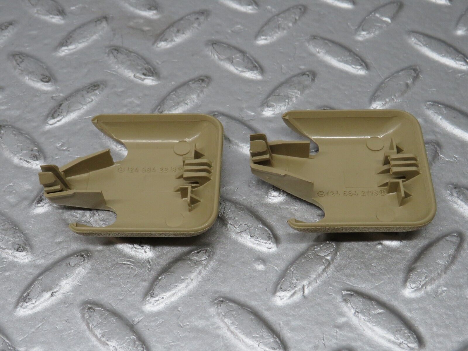 36717 Mercedes-Benz W201 190E 2.0L Front Seat Rail Trim Cover Pair Beige 1246842118 1246842218