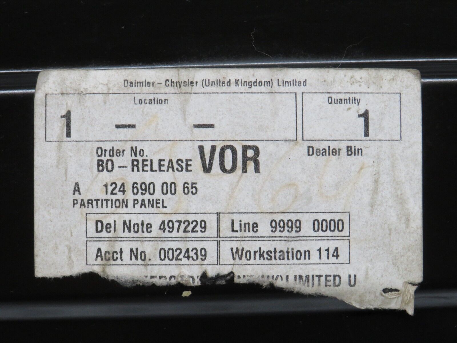 37888 Mercedes-Benz A124 320E Cabriolet Soft Top Cover Trunk Panel 1246900065