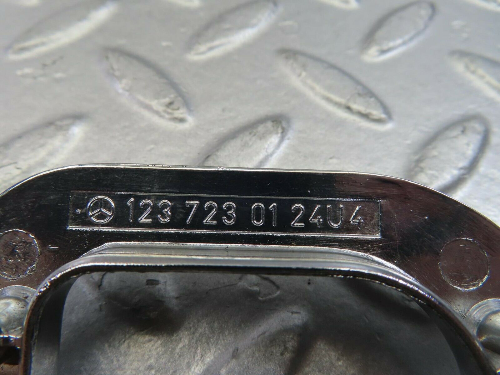 10830 Mercedes-Benz W123 230E Left Interior Chrome Door Latch Trim 1237230124