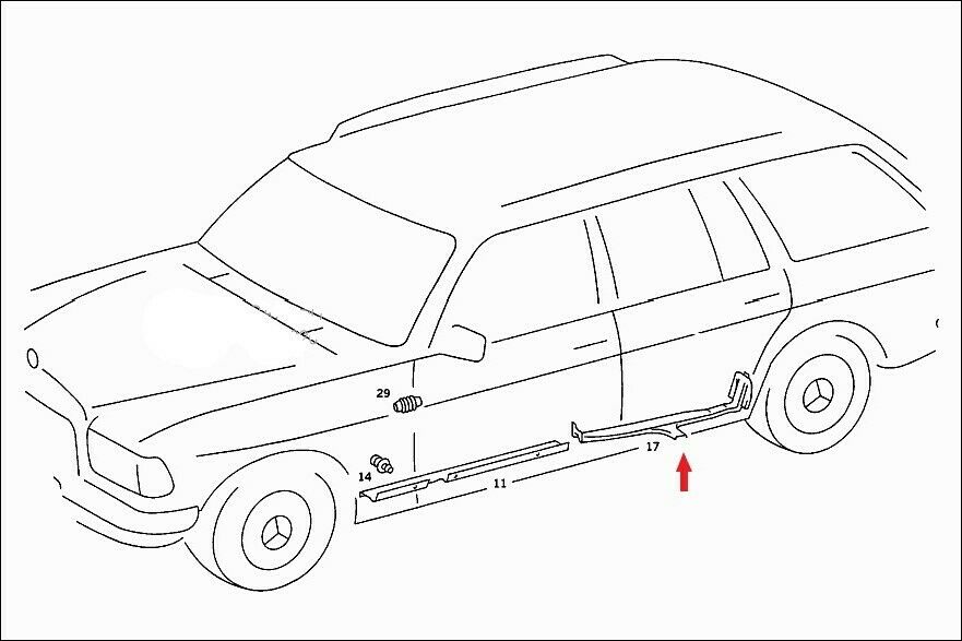 3778 Mercedes-Benz S123 200T Wagon Cable Cover Rear Left 1238210136