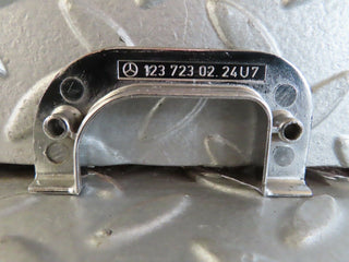 W123 right chrome door latch trim used OEM