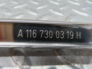 W116 rear left door chrome window channel used OEM
