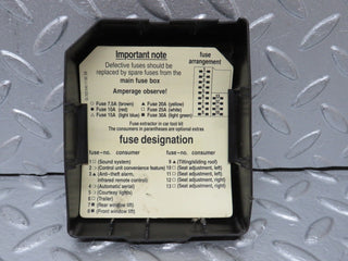 33334 Mercedes-Benz W202 C180 Fuse Box Cover Lid 2025450803 2025451700