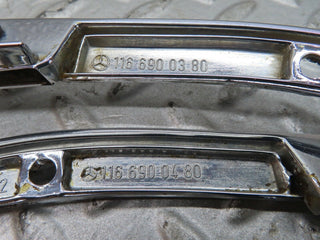 W116 trunk lid chrome moulding trim pair used OEM