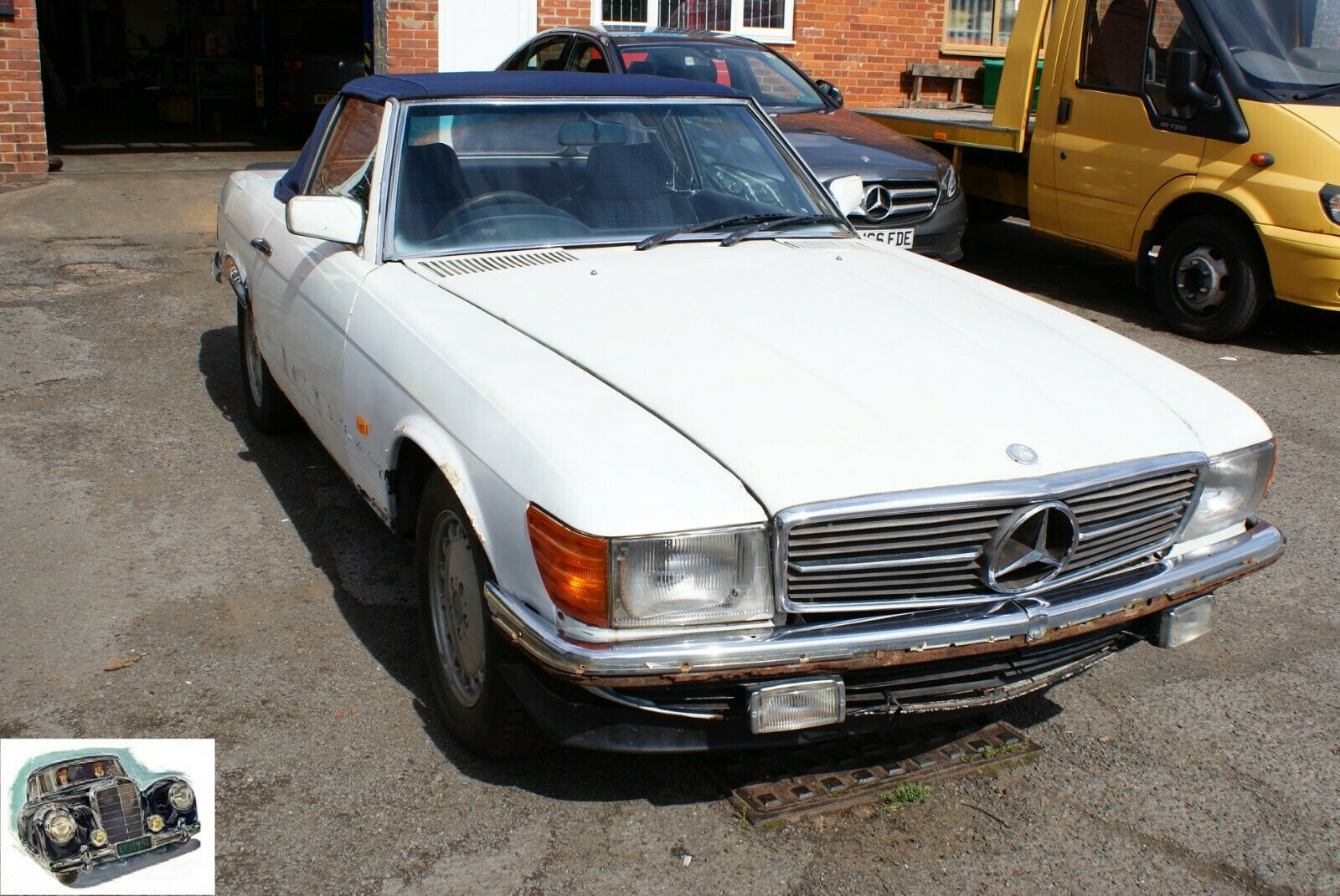 5187 Mercedes-Benz R107 350SL Coupe Soft Top Mechanism Lock With Cable Right Side