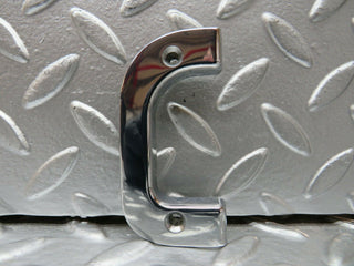 W123 right interior chrome door latch trim used OEM