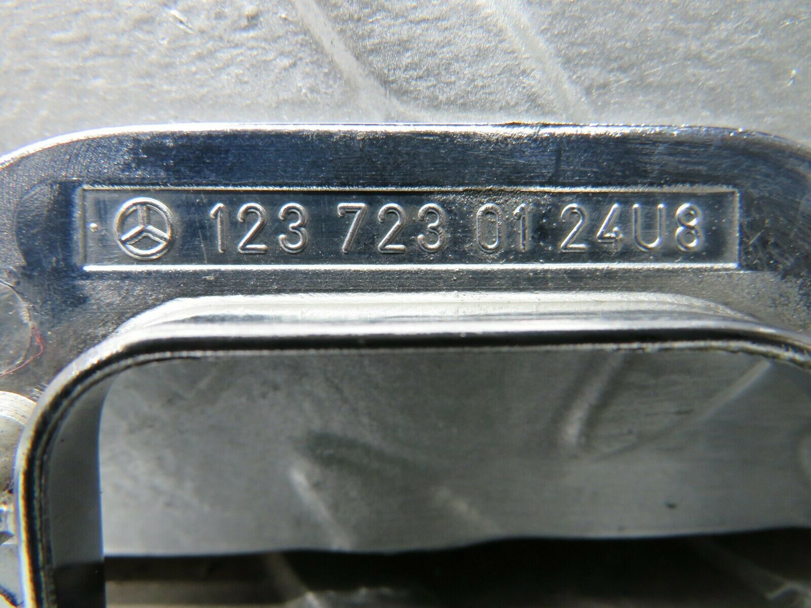 21972 Mercedes-Benz S123 280TE Wagon Left Chrome Door Latch Trim 1237230124
